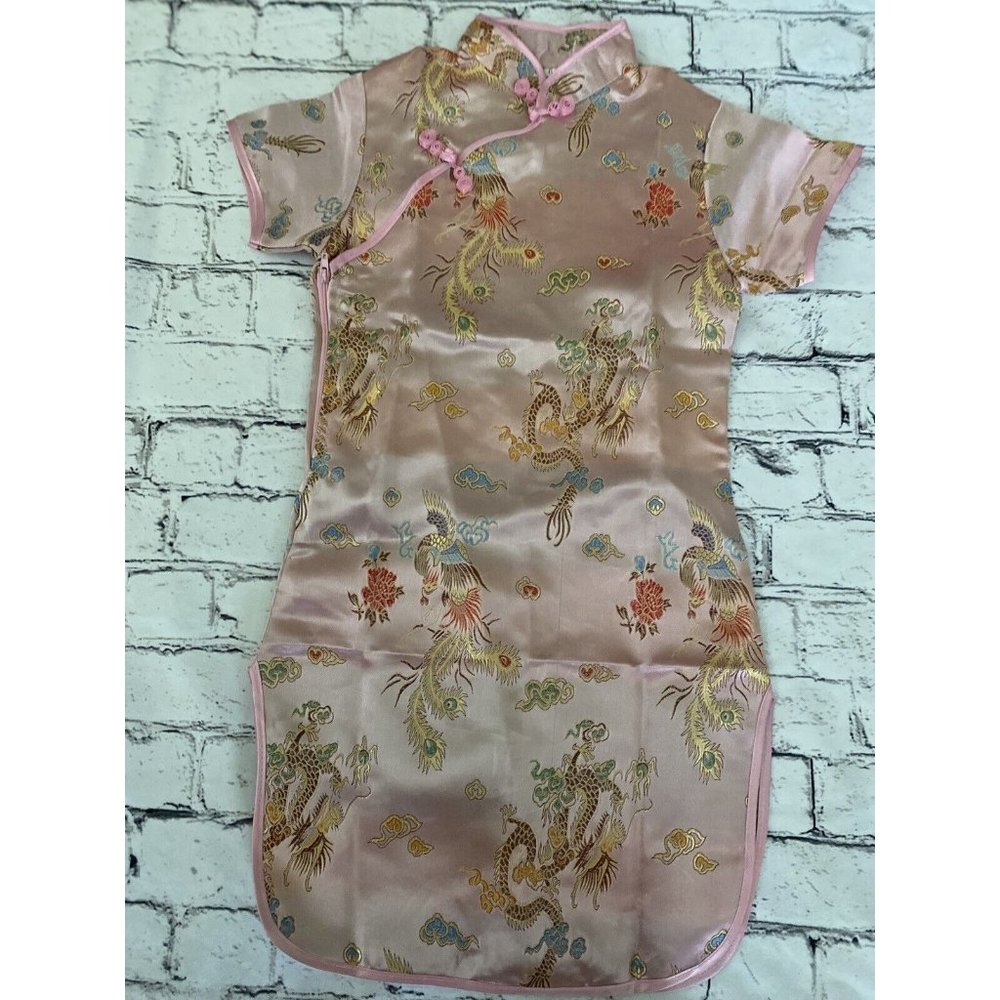 Chinese New Year Qipao Cheongsam Girls Size 6 Pink‎ Dress Party Peonies Costume